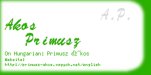 akos primusz business card